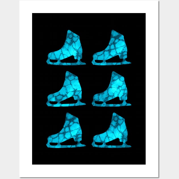 Watercolor Figure Skates (Aquamarine) Wall Art by illucalliart